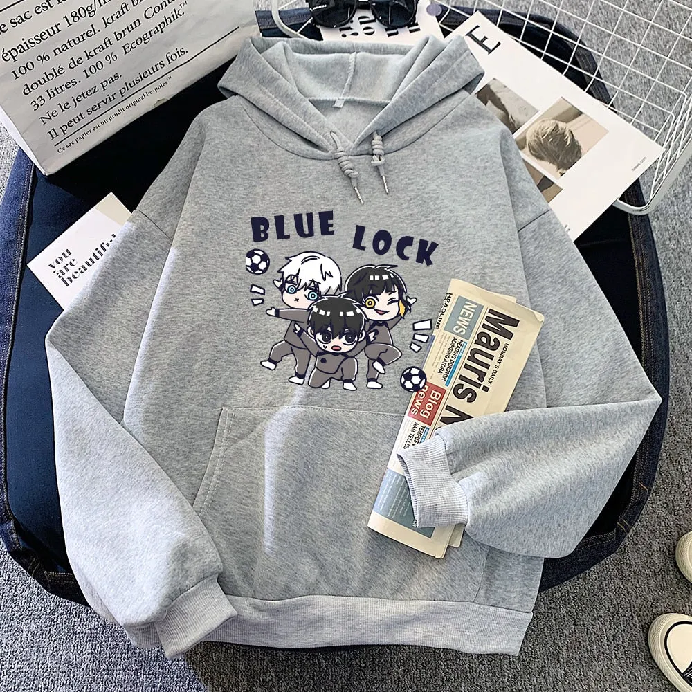 Kawaii Anime Blue Lock Hoodie Oversize Football Anime Print Hoodies Sweatshirt Winter Clothes Long Sleeve