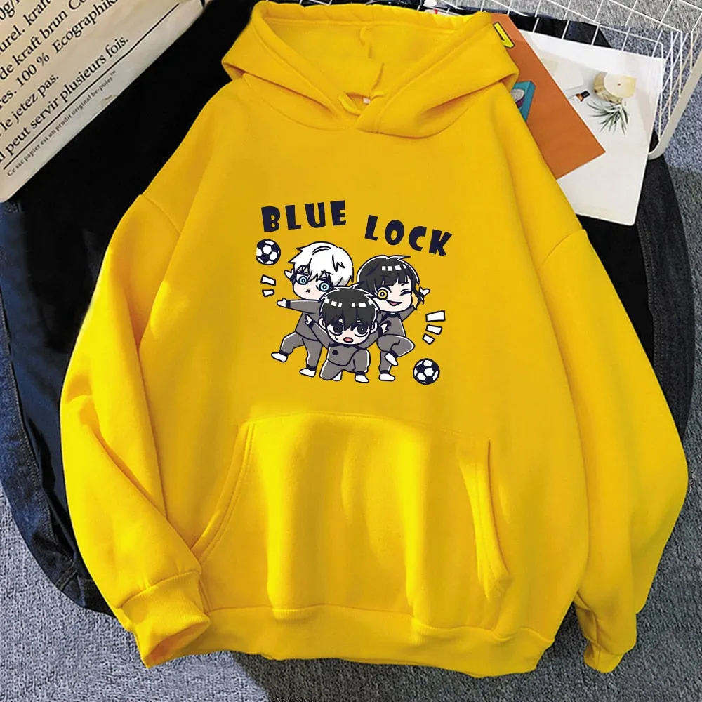 Kawaii Anime Blue Lock Hoodie Oversize Football Anime Print Hoodies Sweatshirt Winter Clothes Long Sleeve