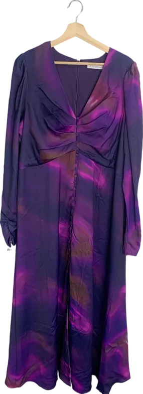 Fig & Basil Purple Button Down Long Dress UK 20