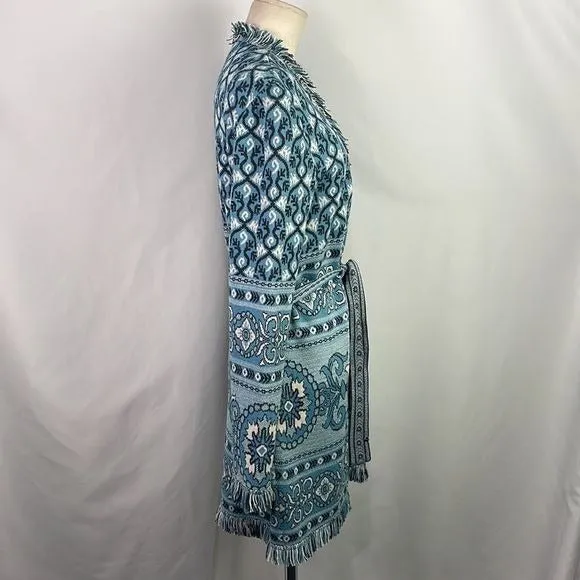 St JohnBlue Print Long Cardigan With Belt