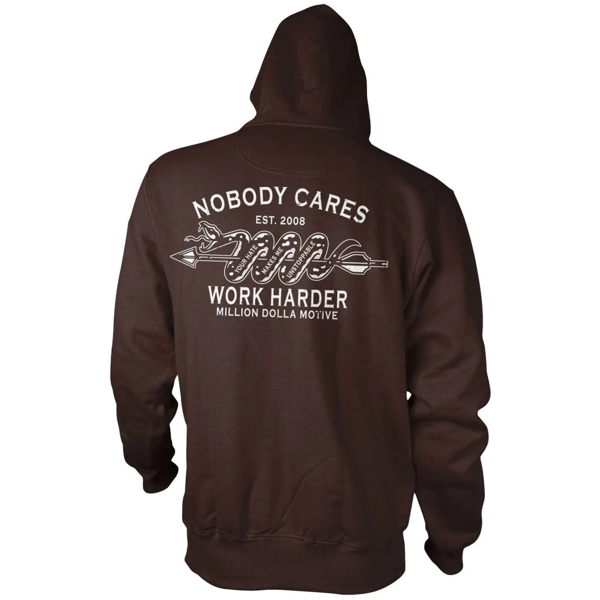 Nobody Cares Work Harder - Brown Hoodie Sweatshirt