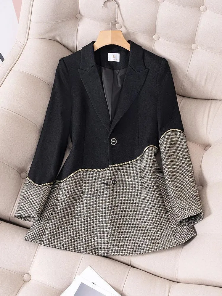 Patchwork Sequin Formal Women Pant Suit