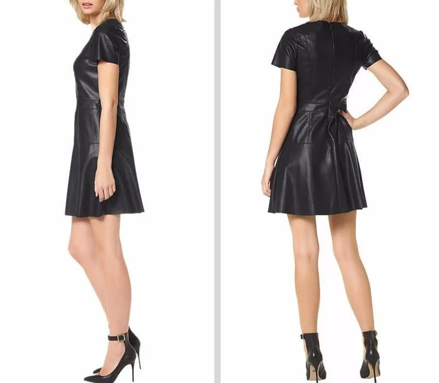 Paris Leather Dress- Short Sleeves