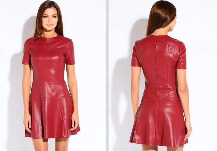 Paris Leather Dress- Short Sleeves