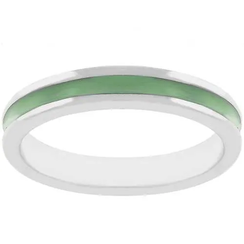 Olive Green Enamel Eternity Ring