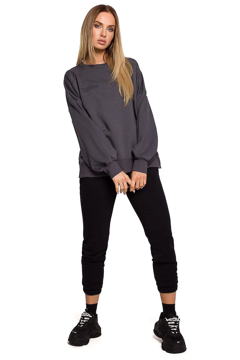 Oversized Sweatshirt in Grey with Print