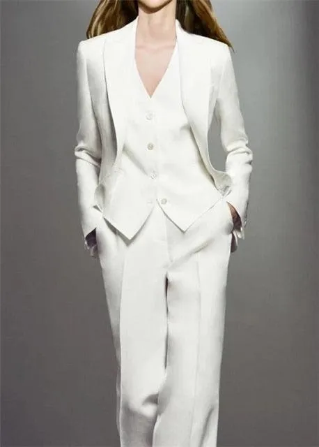 White Formal Three Piece Pantsuit