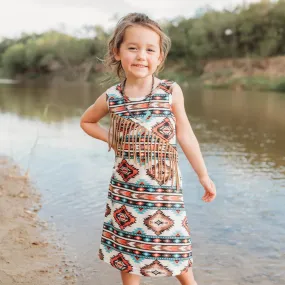 Girl's Shea Aztec Suede Fringe Dress