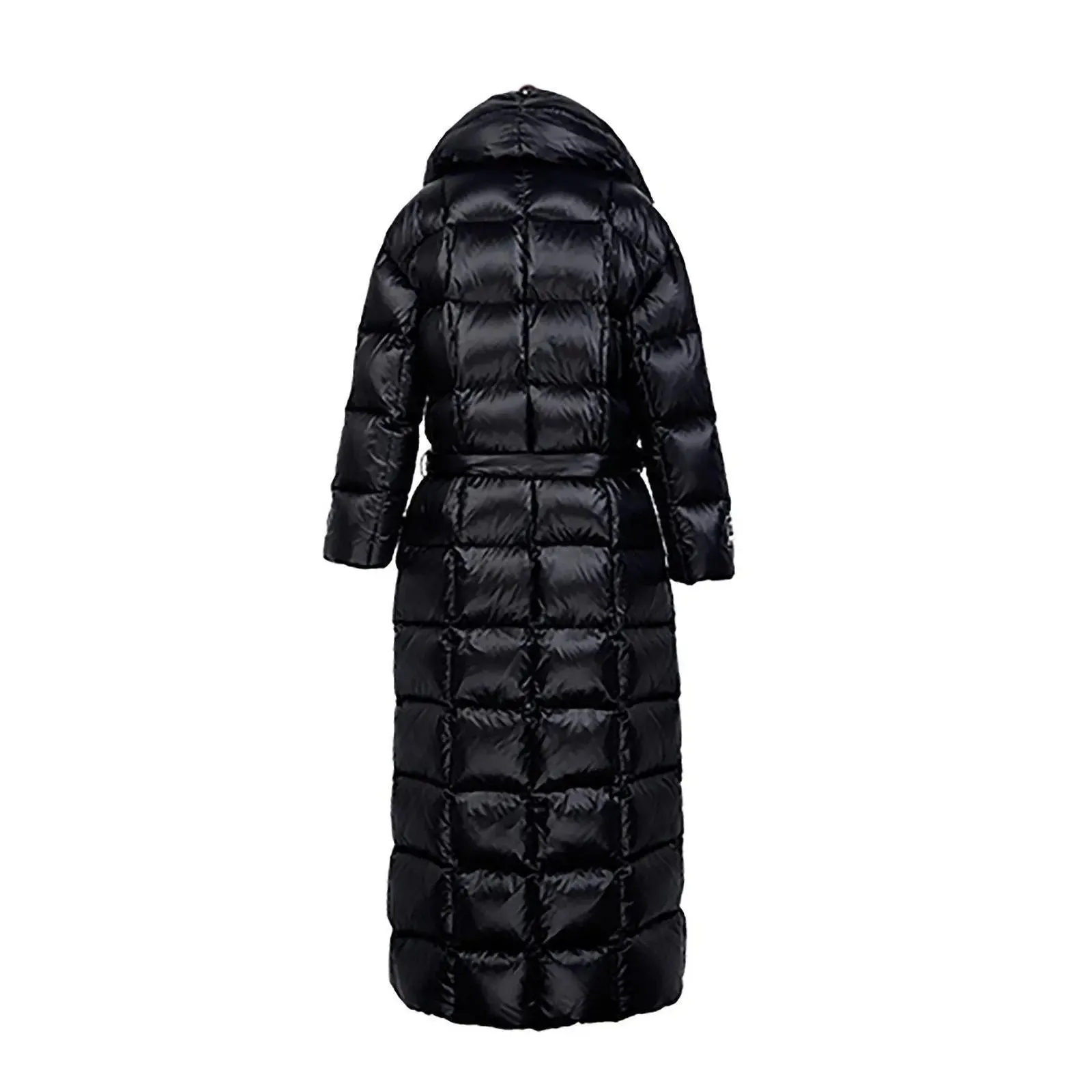 Bonnie Waterproof Black Belted Wrap Thicken Down Puffer Maxi Parka