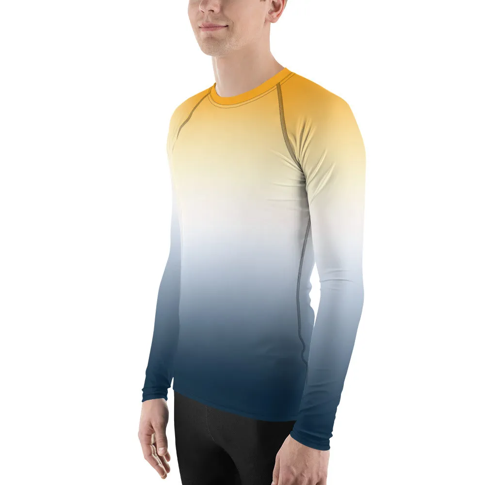 Gold & Blue Gradient Men's Rash Guard