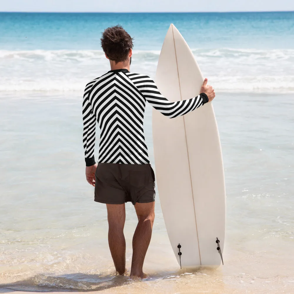 Black & White Chevron Men's Rash Guard