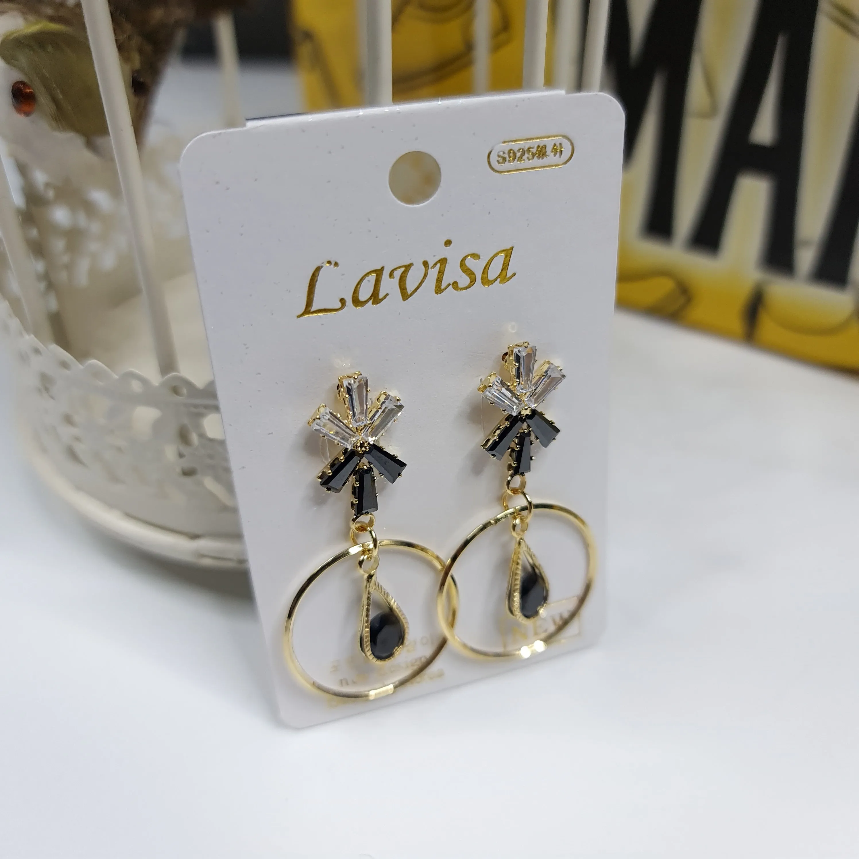 Black & Golden Studs Earrings