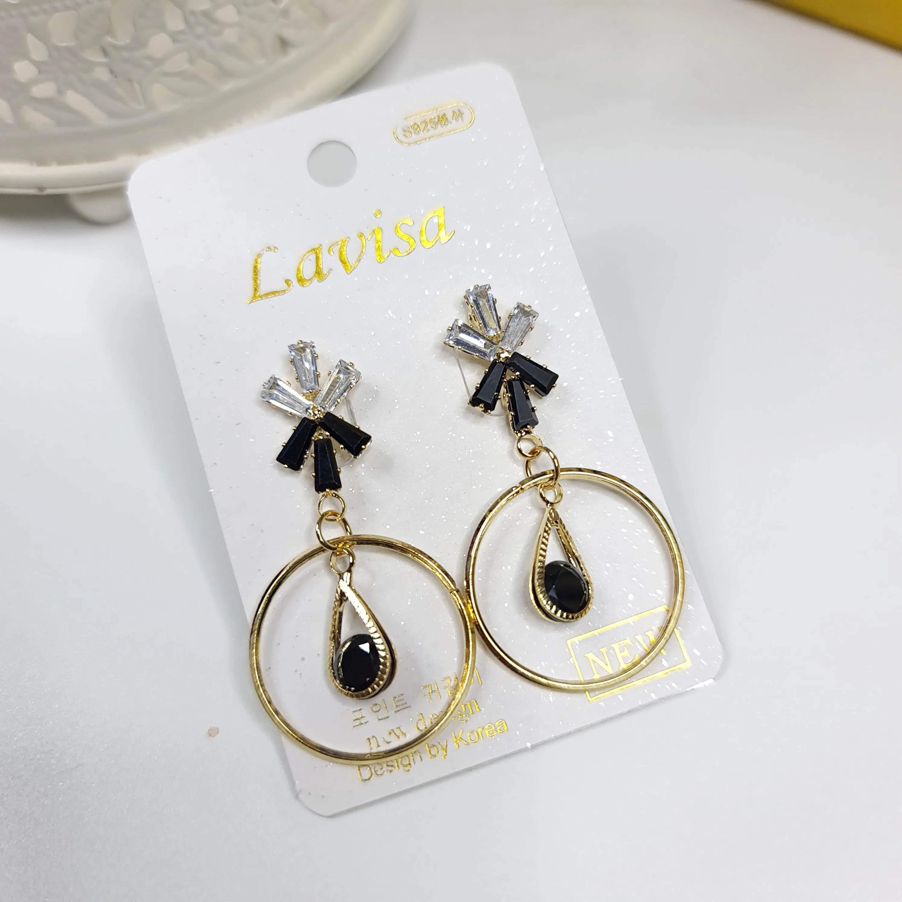 Black & Golden Studs Earrings