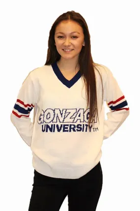 Gonzaga White tribute Sweater with GONZAGA UNIVERSITY (UNISEX SIZING)