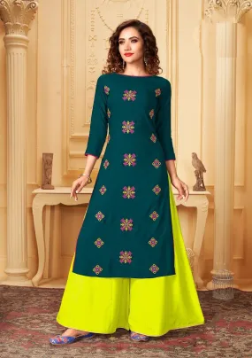 Gorgeous Green Colored Slub Rayon Palazzo Set