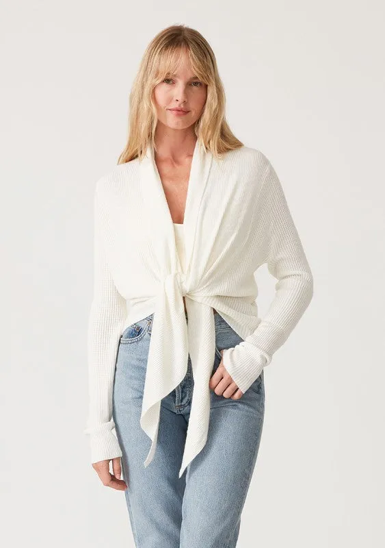 Waffle Knit Tie Front Cardigan