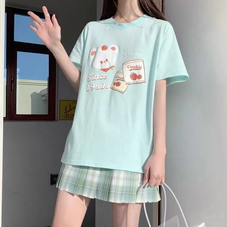 JAPANESE CUTE BEAR PRINT OVERSIZED T-SHIRT BY50009