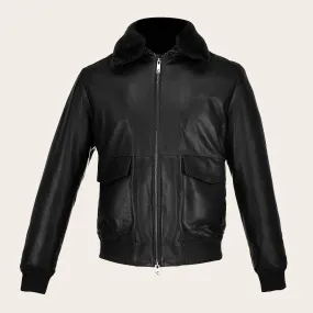 HCHI008 - Cuadra black dress casual fashion aviator leather jacket for men