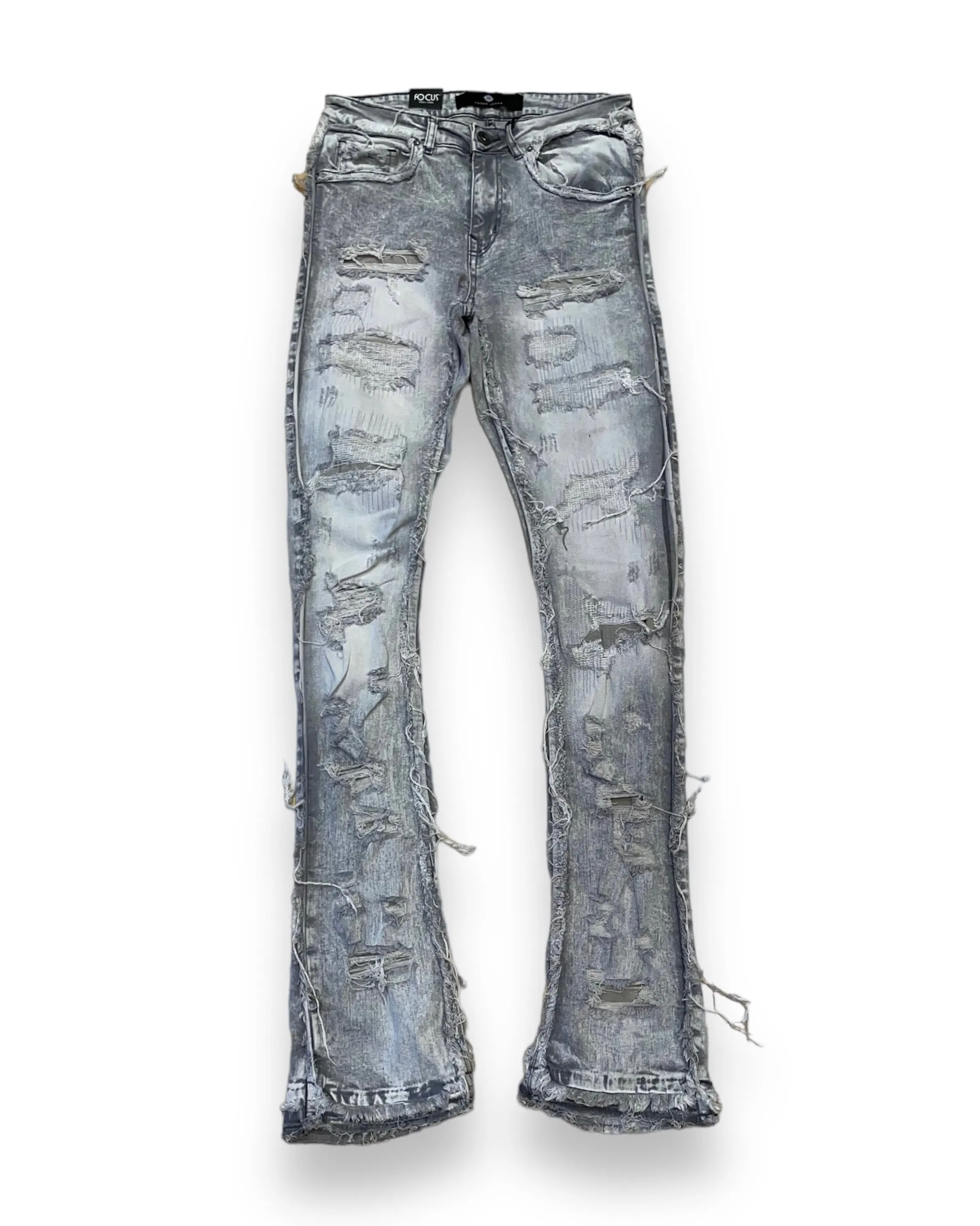 Heavy Distressed Stacked Denim Jean