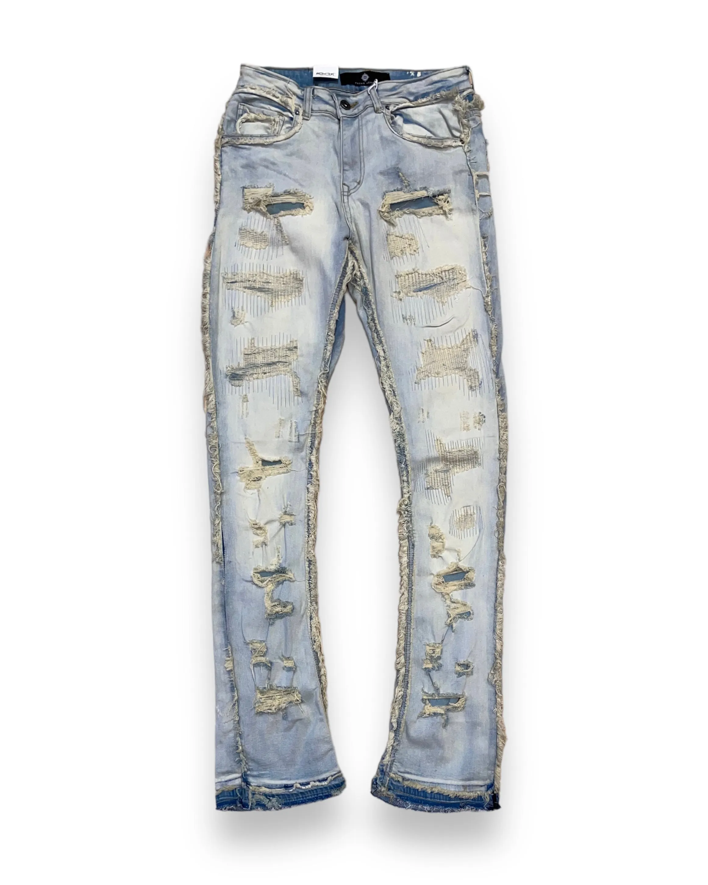 Heavy Distressed Stacked Denim Jean