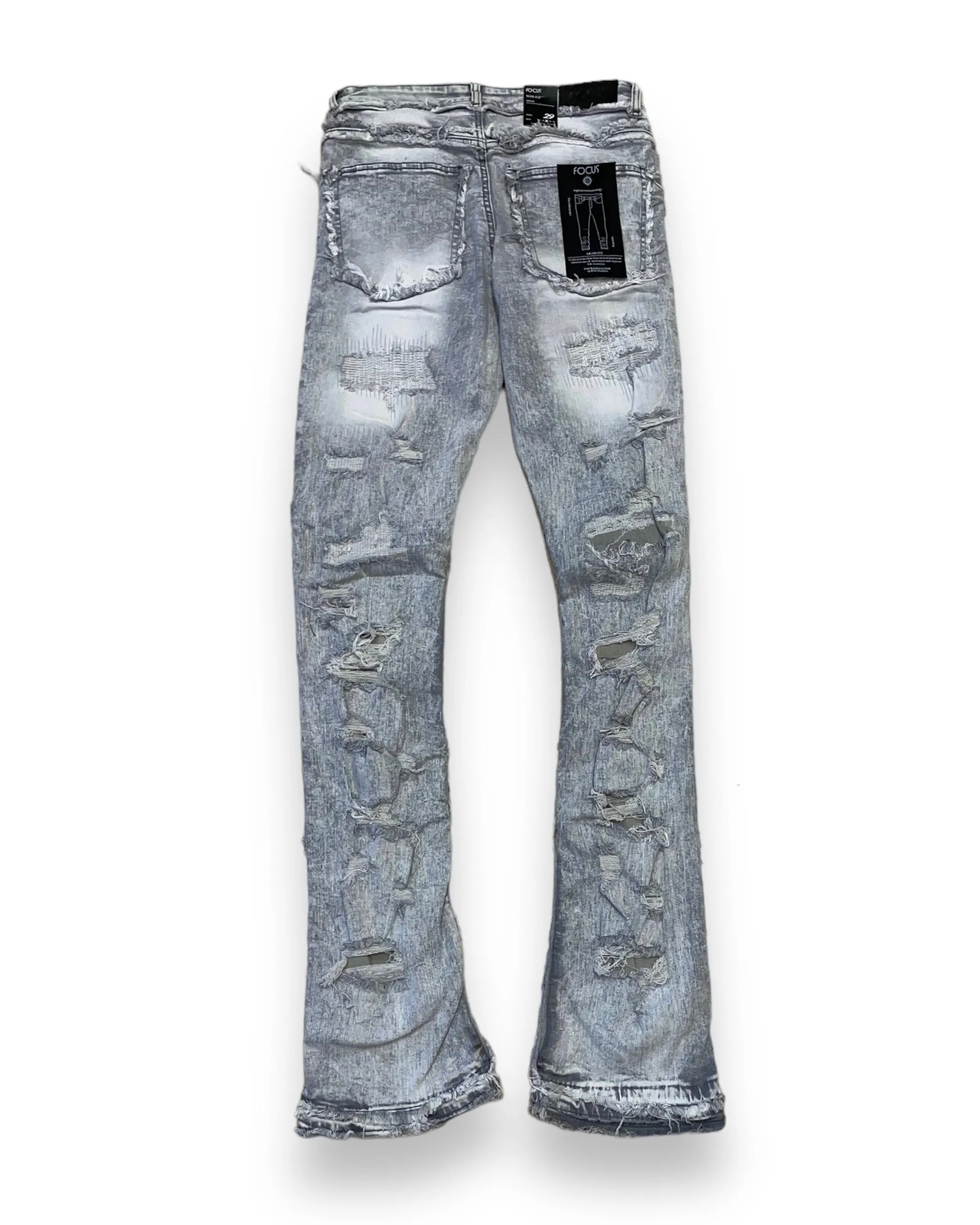 Heavy Distressed Stacked Denim Jean