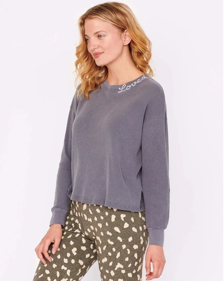 Sundry Loved Thermal Crewneck Top