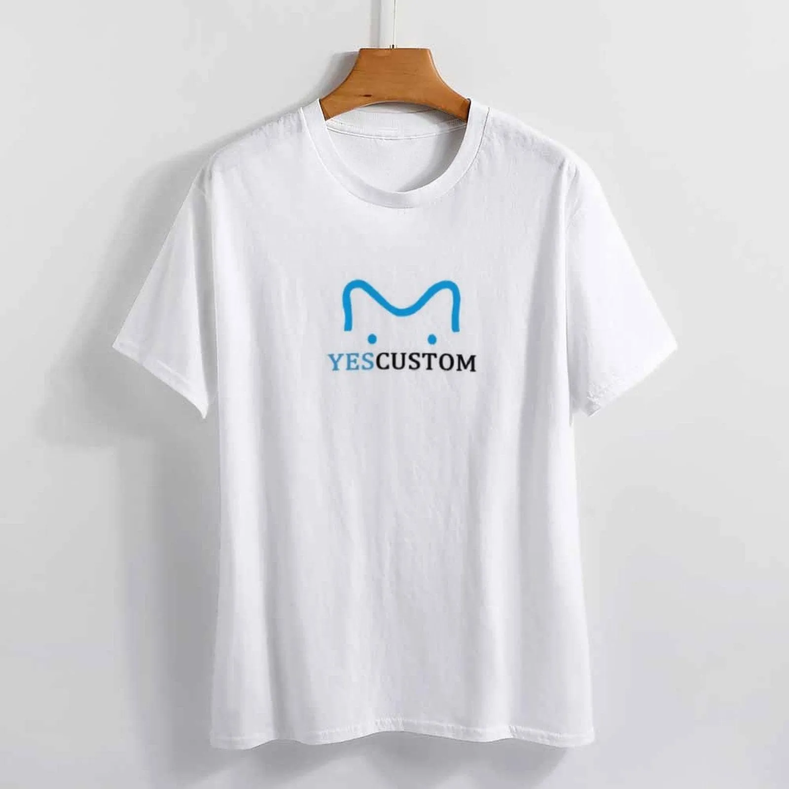 Custom Logo White Men's Classic T-shirt Personalized Men's Round Neck T-shirt