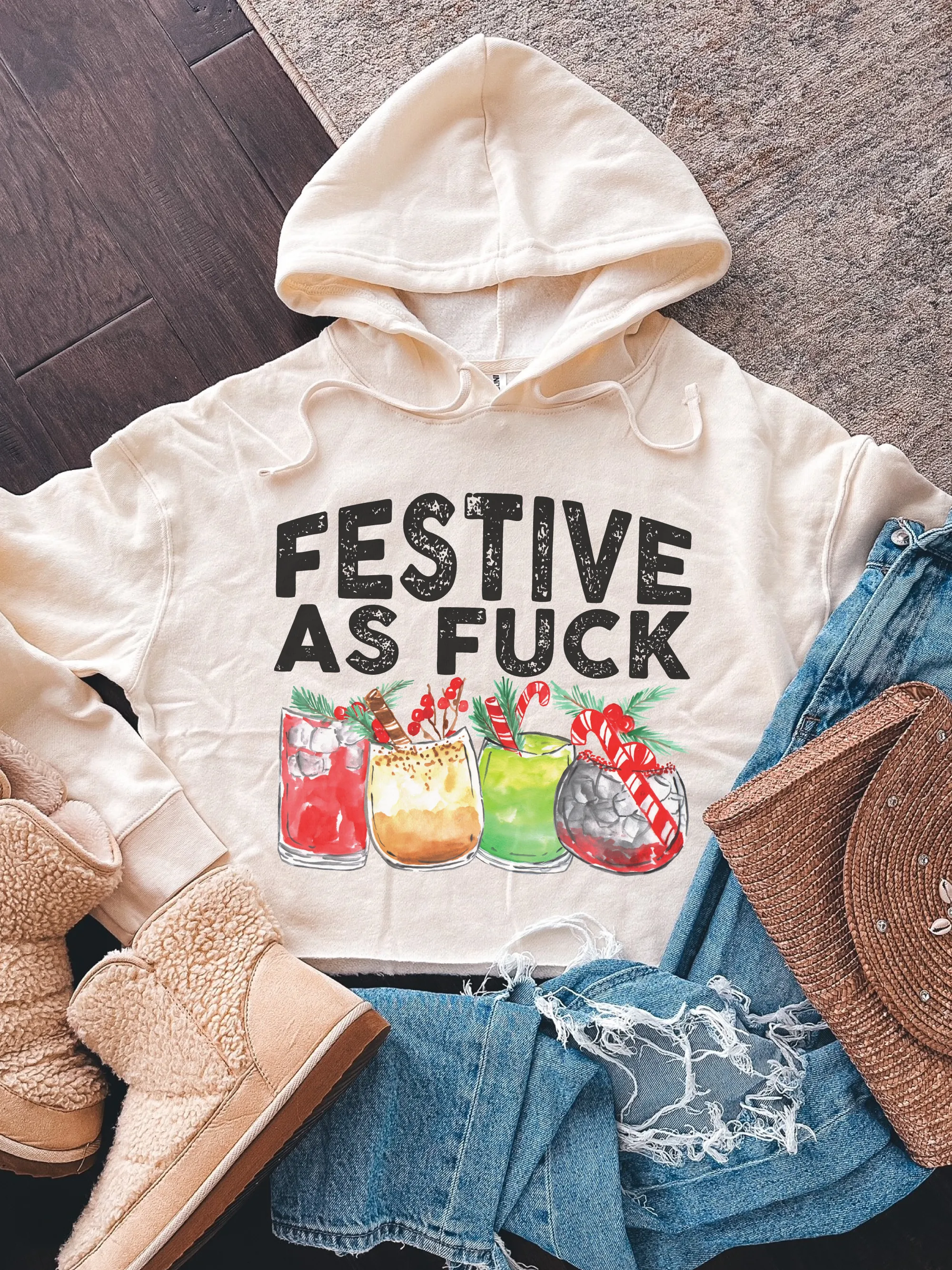 Festive As F--k Cropped Hoodie