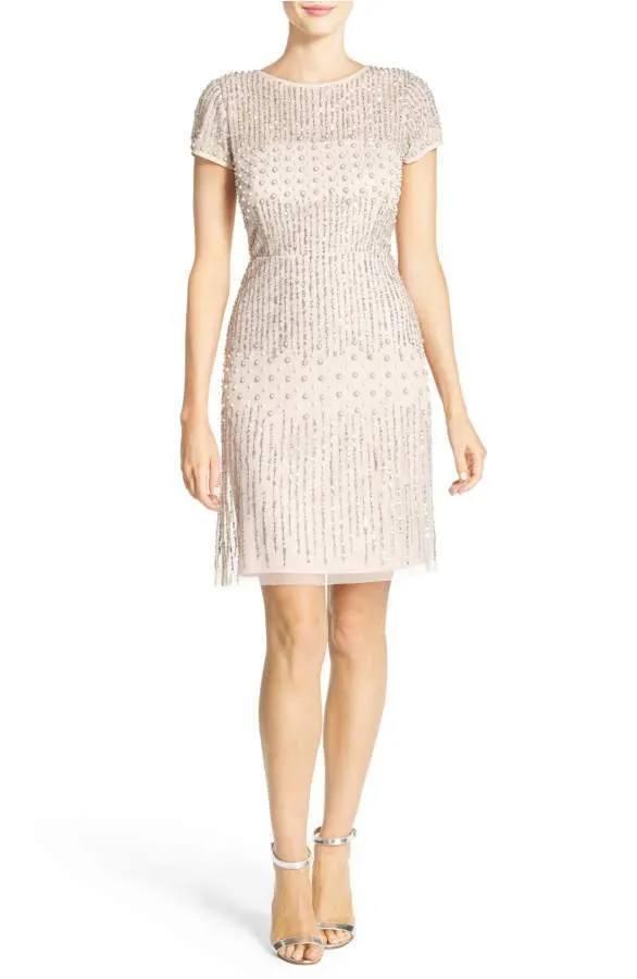 Adrianna Papell - 41926810 Cap Sleeve Rivulet Beaded Sheath Dress