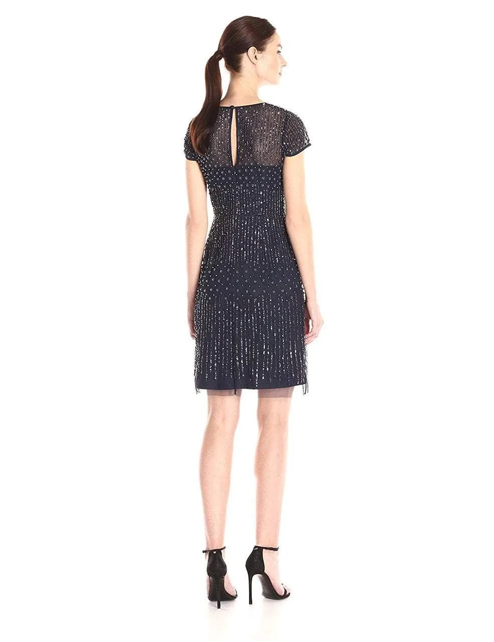 Adrianna Papell - 41926810 Cap Sleeve Rivulet Beaded Sheath Dress