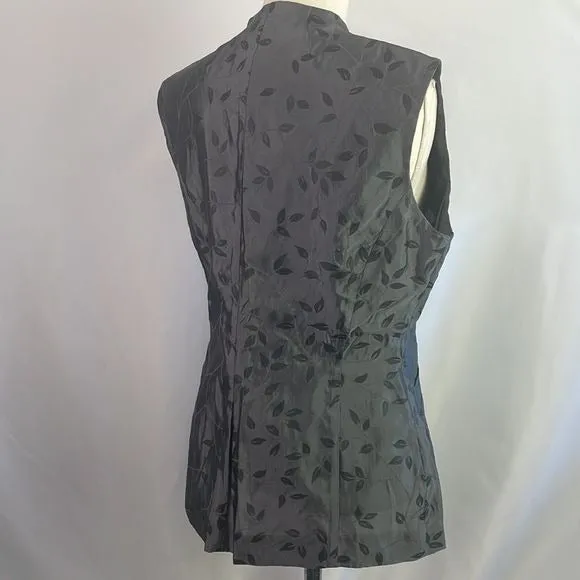 EscadaGreyLeaf Print With Pockets Vest NWT