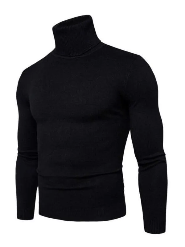 Wool Thick Knitted Turtleneck Men Sweater