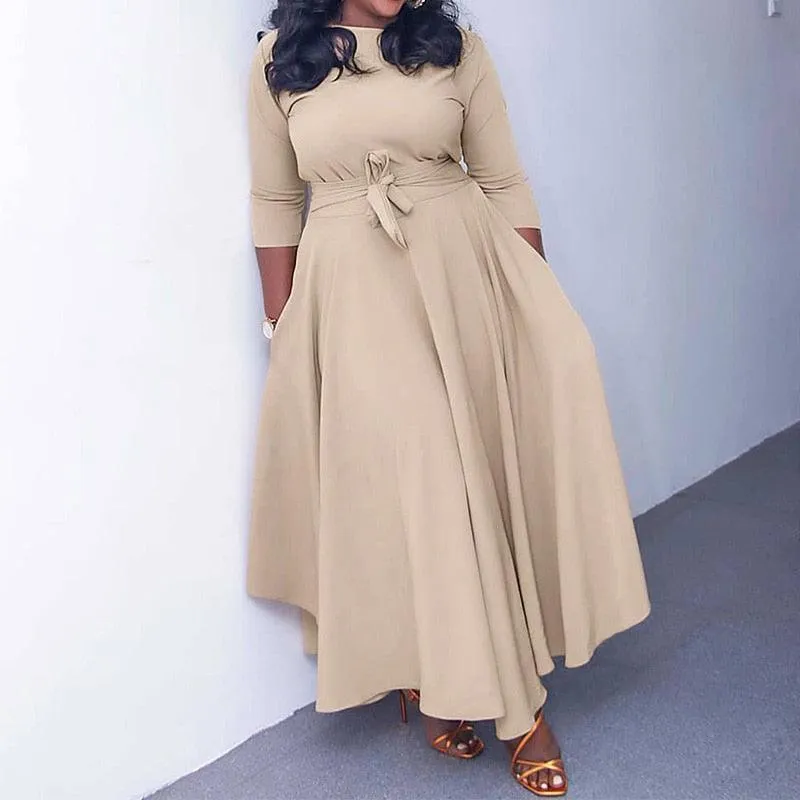 Belted Plus Size Maxi Dress