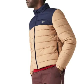 Lacoste Men's Padded Jacket with Concealed Hood Beige-Navy