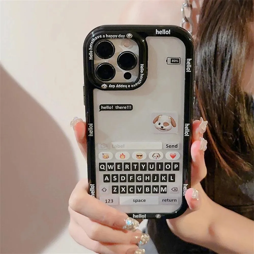 Chat Keyboard Puppy Pattern - Cute Phone Case For iPhone 13, 14, 11, 12 Pro Max, XS, XR, X, 7, 8, 14 Plus, or SE