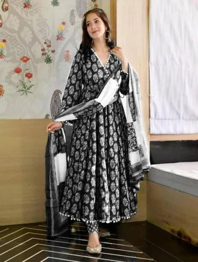 Black Anarkali Salwar Kameez Dupatta Ready To Wear