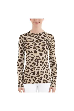 Leopard Print Women's Rash Guard