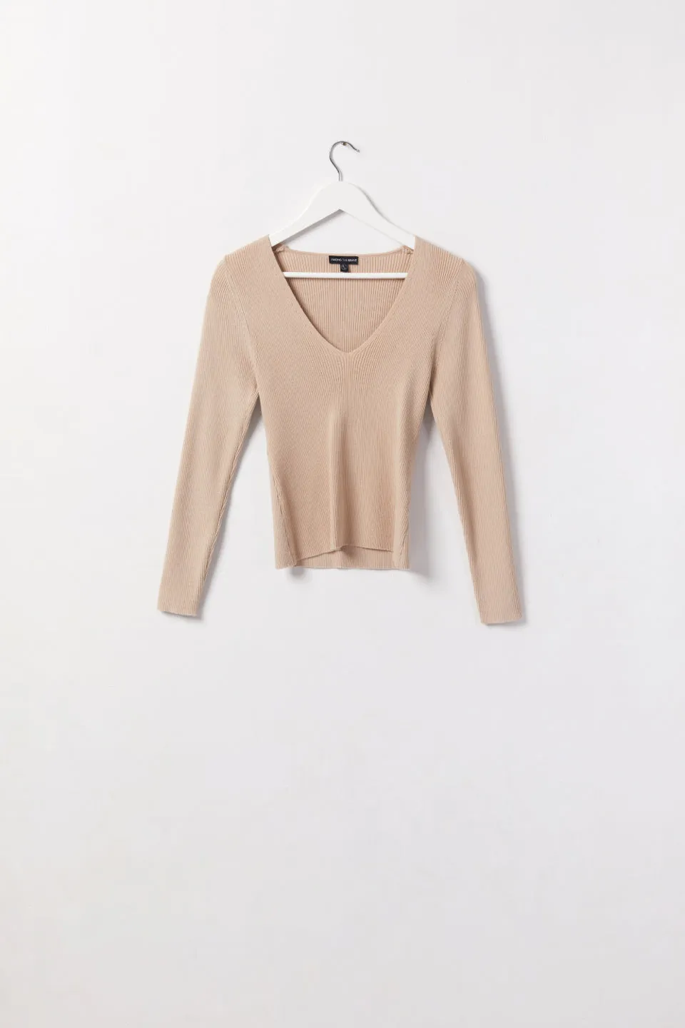 Desire Biscuit LS V Neck Rib Knit Top