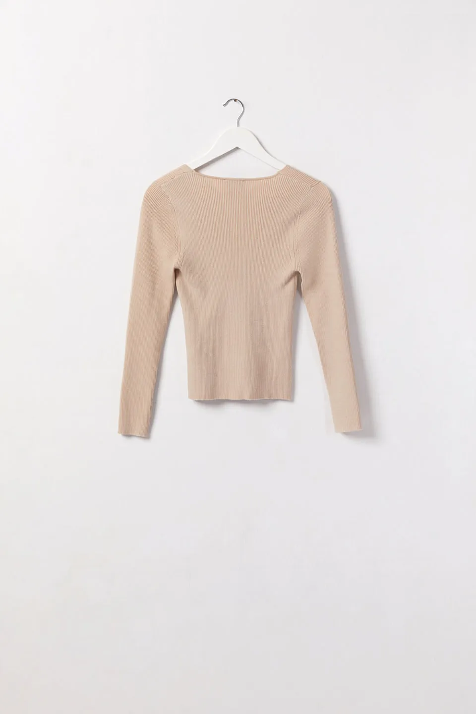 Desire Biscuit LS V Neck Rib Knit Top