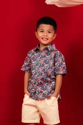 Little Man Shirt - Navy Floral