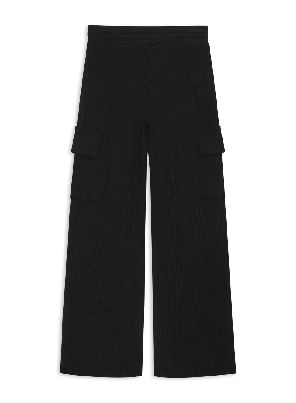 Luxe Thermal Drawstring Cargo Pant in Black