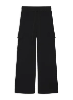 Luxe Thermal Drawstring Cargo Pant in Black