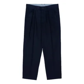 Madness Double Pleated Suit Trousers - Navy Blue