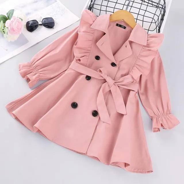 Ruffled Trench Coats For Girls