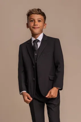 Marco Boys Black Three Piece Suit