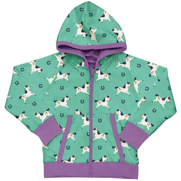 Maxomorra Horse Organic Cotton Reversible Zip Hoodie