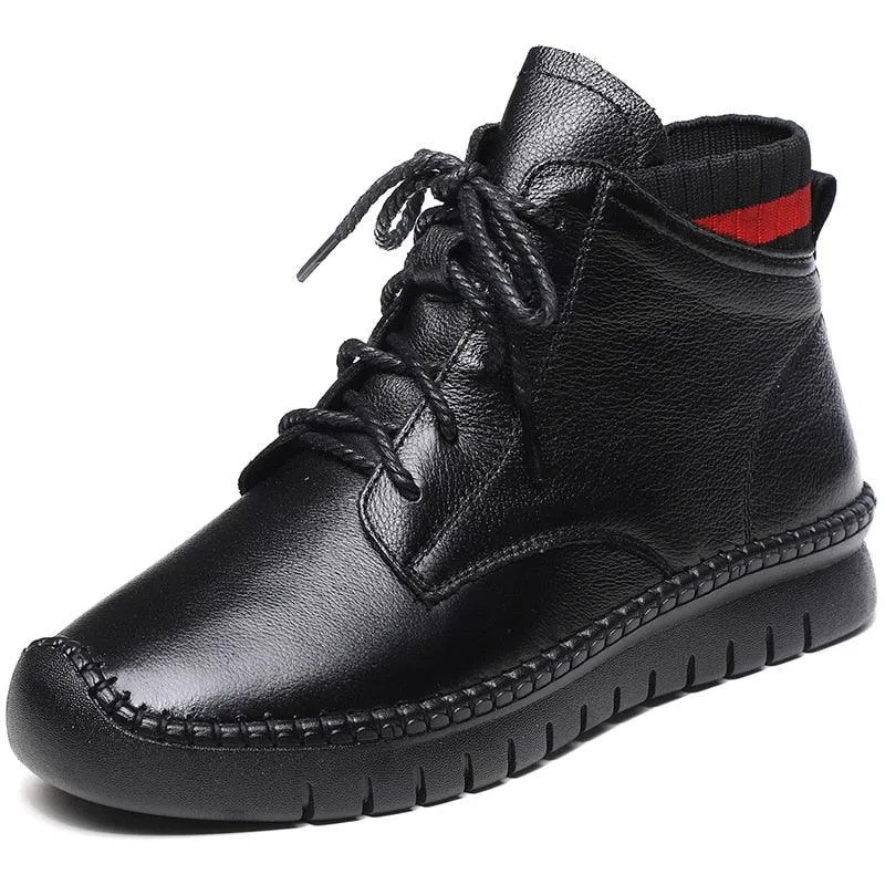 Stylish Leather Ankle Boots Sneakers - LZ256 Women's Casual Shoes