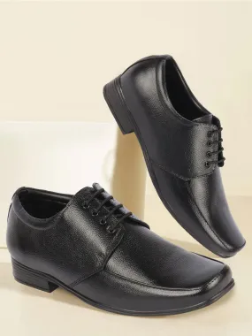 Men Black Genuine Leather Formal Office Work Broad Feet Derby Lace Up Shoes with Comfort EVA Pad Insole