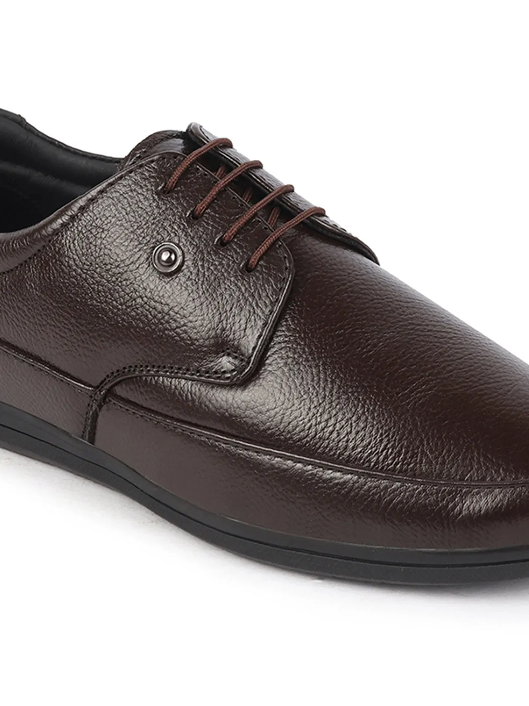 Men Brown Formal Office Genuine Leather Lace Up Shoes