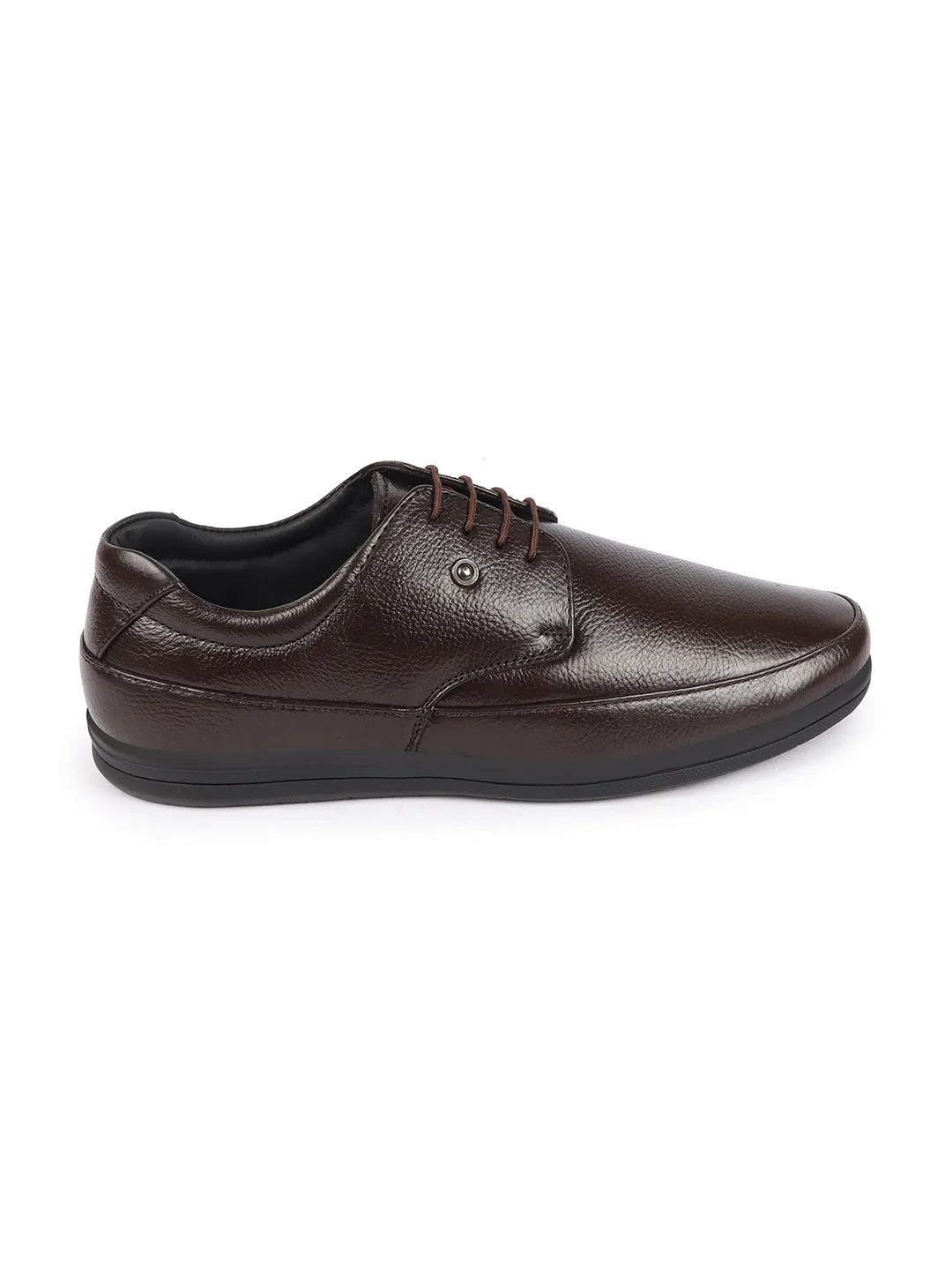 Men Brown Formal Office Genuine Leather Lace Up Shoes